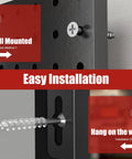 Installation of Beefy Heavy Duty Steel Pegboard Panels Set Of 8 With 50 Hooks Each 16 By 12 Inch Wall Organizer, shown drilled and hung.