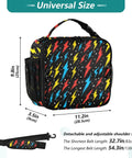 Colorful Lightning Bolt Insulated Lunch Bag For Kids And Adults With Shoulder Straps, Portable Cooler For School Office Travel And On The Go Meal Prep, 11.2in x 9.8in