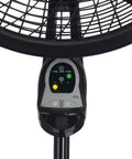 Oscillating Cyclone Pedestal Fan With Remote, Adjustable Height Up To 54 Inches, control panel showing timer and speed settings.