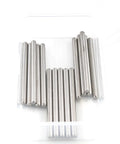 15 Pack Five Millimeter By Seventy Millimeter 304 Stainless Steel Cylinder Dowel Pins for wood furniture with chamfered ends displayed in a box