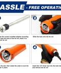Limontek inner tie rod removal tool with orange 1/2 drive tube and 12 crowfoot adapters in a four-step guide