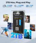 USB 3.0 mSATA SSD Enclosure With USB C To USB C And USB A Cable, transparent, supporting 2TB storage with visual data examples