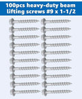 Heavy Duty Joist Hanger Screws Size Nine By One Point Five Inch Structural Fasteners That Swap Standard 10D Nails For Tough Wood Framing Big Time On Any Job Site Rock Solid Pro Gear in a pack of 100.