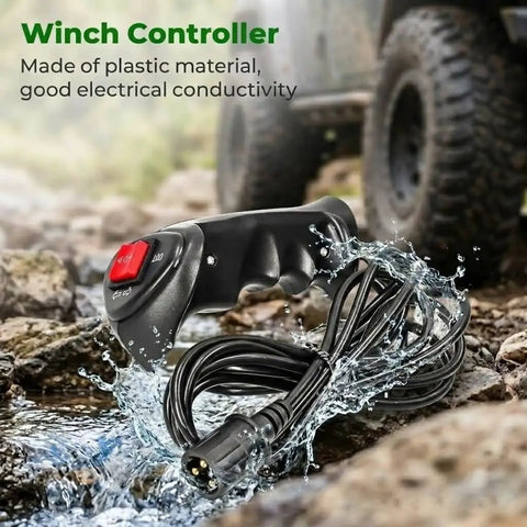 3 Pin Winch Remote Control Kit For ATV UTV And Light Offroad Rigs With 9.2ft Cable, Easy Install Electric Winch Controller For Small To Medium Winches Not For Heavy Duty Trucks Rugged Build And Safe Operation, black plastic handheld controller with cable