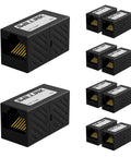 Female to Female RJ45 Ethernet Coupler Extender for Cat7 Cat6 Cat5e Cat5 Cables, durable black 10 pack, gold-plated contacts