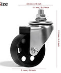 Beefy Cast Iron Transmission Jack Wheels Set Four Pack, 2.8 Inch Caster Wheels With Stem Mount, side view with dimensions