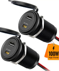 Rock Solid 100W PD 3.0 USB C Car Charger, dual port design, suitable for rugged use in vehicles, 100W high power.
