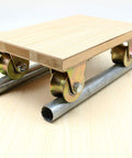 Rigid Track Caster For Sliding Gates And Doors, Beefy Heavy Duty Double Bearing Roller For Inverted Tracks with wood platform