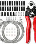 Universal Bike Brake Cable Kit And Housing Replacement Set with stainless steel cable cutter, end caps, and tensioners.
