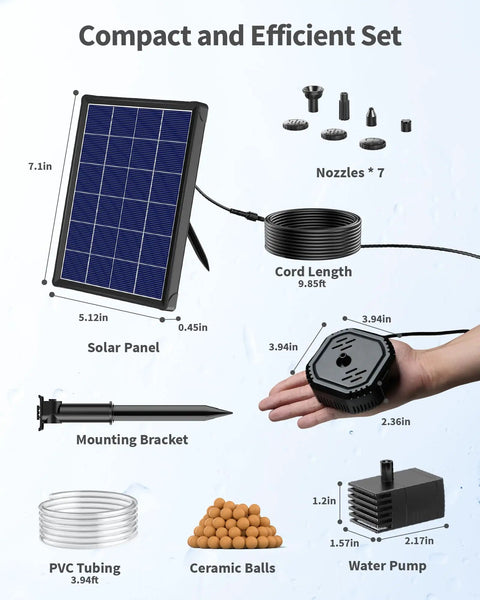 Sun Powered Pond Filter With Fountain Pump Kit 4W Solar Water Pump Nozzles And PVC Tubing For Bird Bath Water Garden Fish Tank And Cool Backyard Decor set