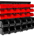 30 Compartment Wall Mounted Tool Organizer Bins Set For Tools, Hardware, Craft Supplies, Nuts And Bolts, Office Essentials, Blackred Finish