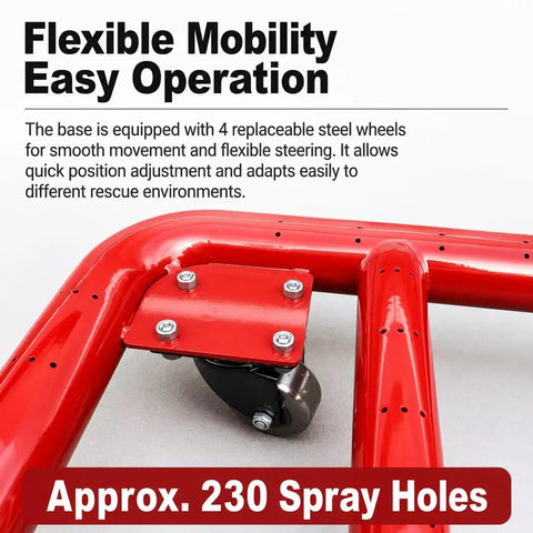 Premium Built Tough Stainless Steel Under Vehicle Fire Suppression Water Spray System For Electric Vehicle Emergency Control and Rust Proof Heavy Duty Road Ready Protection Setup with steel wheels.