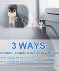 All In One 3 Way Bidet T Adapter With Washer, Universal Metal Tee Connector For Shower, Toilet, And Bidet Attachment, Leak Proof Valve Fitting, No Fuss Setup Replacement Parts And Accessories installed on toilet tank, 7/8 to 3/8 copper tee