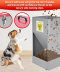 Tough As Nails Rolling Dog Feeder With Locking Casters, 25 Pound Heavy Duty Galvanized Steel Gravity Food Dispenser with dog