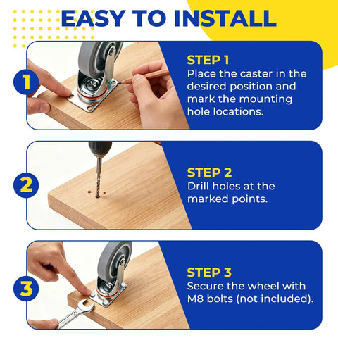 Badass Ultra Heavy Duty 8 Pack 5 Inch Caster Wheels Replacement Kit With TPR Rubber Swivel And Rigid Options For Smooth Gliding, Heavy Loads, And Total Furniture Glow Up On A Dime