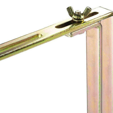 Close-up of metal mounting bracket for Natural Teak Balcony Hanging Half Table For Rail Mount Outdoor Space Saver