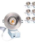 Canless Recessed Gimbal Downlight with 360 Degree Rotatable Eyeball and Junction Box in brushed nickel, set of 8, close view