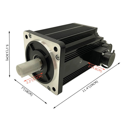 Straight Up Heavy Duty 3.8Kw Ac 220V Servo Motor And Driver Combo Cnc Control System Kit viewed from the side with dimensions.