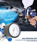 Inline Quarter Inch Pro Grade Mini Air Regulator Kit with spray gun, pressure gauge displayed, 0 to 150 PSI, clear dial.