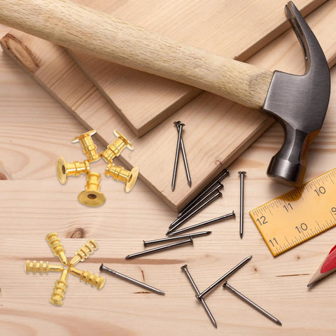 24 Pack Zinc Alloy Dowel Pins, Table Leaf Alignment Connectors, Heavy Duty Metal Bolt Sleeves For Cabinet Wardrobe Shelf Setup with tools.
