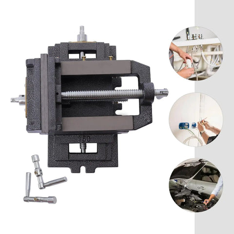 Heavy Duty 6 Inch Cross Slide Vise With X Y Table Mount For Drill Press And Metal Milling Applications Featuring Rock Solid Steel Jaws