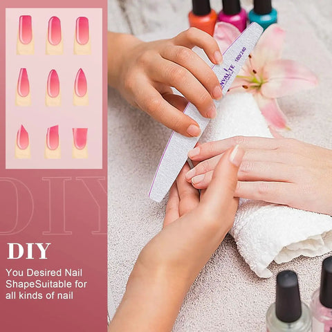 Person using Nail Files For Natural Nails 180 And 240 Grit Emery Boards Double Sided Nail File Set For Shortening Shaping Buffing