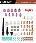 All In One TIG Welding Torch Repair Kit With Stubby Gas Lens Alumina Nozzles Glass Cups For WP 17 18 26 Welding Nozzle