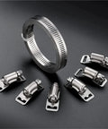 Premium 304 Stainless Steel Hose Clamps Kit Featuring Adjustable Worm Gear Band Design For Ducts And Hoses With Rigid Core Construction That Wraps Securely To Lock In A Tight Even Grip Resisting Stretching And Deformation For Heavy Duty Automotive And. 6-piece clamp set
