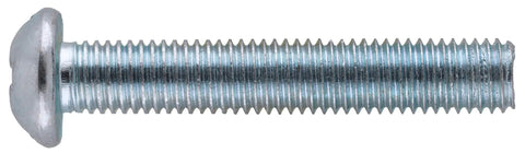 8-32 Thread By 3/4 Inch Round Head Combo Machine Screws, Zinc Plated Steel Fasteners, showing coarse threads and head.