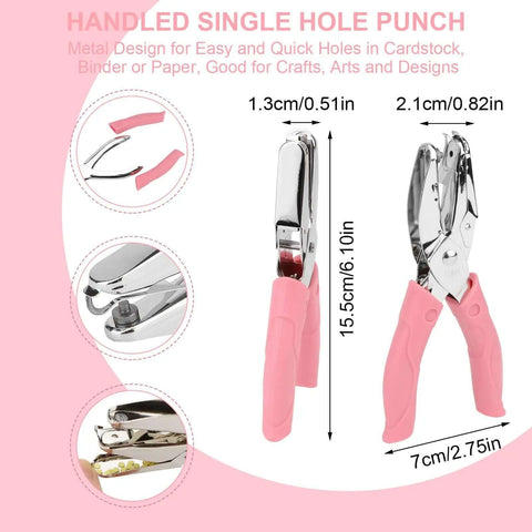 Handheld Paper Hole Punch Set With 1/16 Inch Small Circle And 1/8 Inch Medium Circle One Hole Punch Tool for Craft DIY Office and School Projects