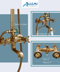 Antique Brass Tub Shower Faucet Set With 8 Inch Shower Head Handheld Spray And Diverter Triple Function Mixer details