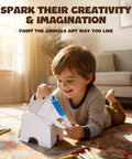 Child painting an elephant from Fun DIY Cardboard Animal Toys 3D Coloring Puzzle Arts And Crafts Kit For Kids Ages 4 To 8