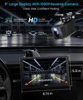Effortless 9 Inch Wireless Apple CarPlay And Android Auto Screen For Any Vehicle, Portable Dash Display With 1080p Backup Camera