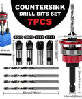 Kickass Heavy Duty 4 Piece Countersink Drill Bits Set With Precision Ground HSS M2 Steel, including sizes and an Allen wrench.