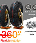 Heavy Duty 360 Degree Swivel Caster Wheels Pair Inflatable Rubber Tires With Parking Brake, featuring sealed steel bearings.