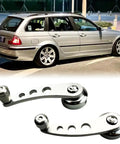 Aluminum Billet Car Window Crank Handle Set 2 Pieces shown with Classic Wagon, includes hex wrench and screws, silver finish