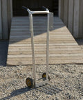 Manual Egg Cart Two Wheel Hand Truck With Front Crate Prongs, Heavy Duty Utility Push Cart Metal Frame, Black Grip Handles, Stable Handling For Stockrooms, Warehouses, Distribution Centers, And Supply Rooms, front view
