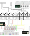 Wiring diagram for Access Control System Kit With 1200Lbs Magnetic Lock RFID Keypad Remotes Push To Exit Button DC12V 5A Power Supply