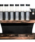 Top Shelf Daily Grind Coffee Bean Storage, 12 Airtight Polycarbonate Tubes on a 2 Tier Display Stand with Measuring Hopper.