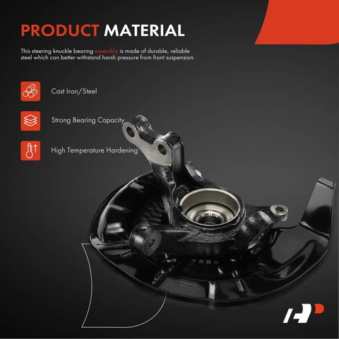 Front Left Steering Knuckle and Wheel Bearing Hub Assembly for Toyota Highlander 2008 to 2017 and Lexus RX350 RX450h 2010 to 2015 Direct Fit Driver Side Replacement made of cast iron/steel