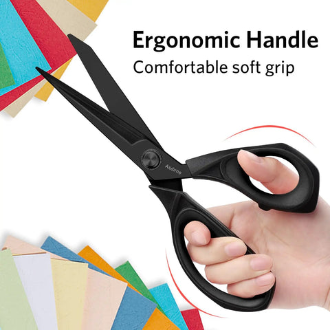 Black Titanium Fabric Scissors For Dressmaking Pro Grade Heavy Duty Multipurpose Shears With Titanium Coated Blades And Soft Grip Handles 25cm Cutting Tool For Seamstresses Tailors And Craft Projects, ergonomic handle, cutting paper