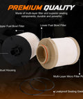 Ford 6.4L Powerstroke Diesel Beefed Up Fuel Filter Kit with Upper and Lower Lifter Pump Filter Set components display