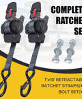Beefy Retractable Transom Tie Down Straps 1 Inch By 10 Feet Bolt On Ratchet Straps For Cargo Boat Motorcycle And ATV