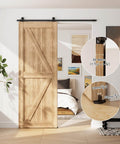 Sliding Barn Door Hardware Kit 4 Foot for Single Wood Door Heavy Duty Black Finish T Shaped Style Space Saving Door System