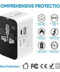 Universal Travel Adapter USB C Power Adapter All In One World Wall Charger For USA EU UK AUS safety features image