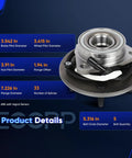 Beefy Wheel Bearing And Hub Assembly Replacement For Ford F150 1997 1998 1999 2000 5 Lug Hubs With ABS Direct Fit OE Quality 515010 Pair 4WD Ready Long Lasting shown with dimensions and features.