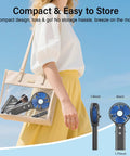 10400mAh Portable Handheld Fan With All Day Battery Life Foldable Mini Personal Fan inside clear handbag in sunshine