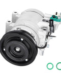 Slick New AC Compressor With Clutch For Hyundai Elantra Tiburon Tucson 2.0L 2001 2009 shown from the side with green O-rings.