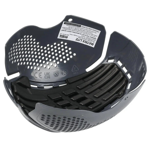 Matrix Lite Series Bump Cap Insert For Baseball Caps EN 812 ventilated lightweight hat liner with shock absorption, black and grey