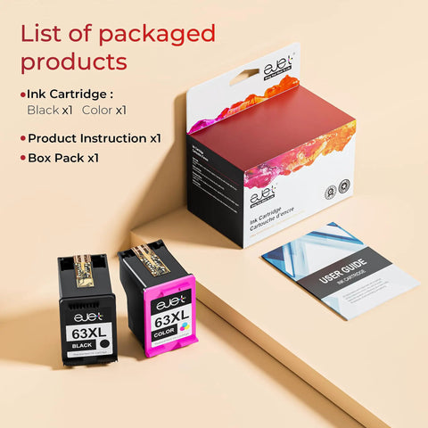 63XL Ink Cartridges 3 Pack Black And Color Replacement For 63 And 63XL Ink Cartridge Works With OfficeJet 3830 4650 5255